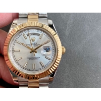 ロレックスコピー デイデイト（Day-Date）41mm 228235“シルバー・ダイヤル＋バーインデックス＋ゴールドベゼル＋ステンレスブレスレット” レディース専用モデル