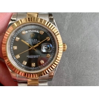 ロレックスコピー デイデイト（Day-Date）41mm 228235“ブラック・ダイヤル＋ダイヤモンドインデックス＋ゴールドベゼル＋ステンレスブレスレット” レディース専用モデル