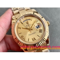 ロレックスコピー デイデイト（Day-Date）41mm 228235“ゴールド・ダイヤル＋バーインデックス＋ゴールドベゼル＋ゴールドブレスレット” レディース専用モデル