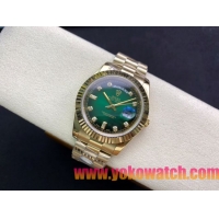 ロレックスコピー デイデイト（Day-Date）41mm 228235“グリーン・ダイヤル＋ダイヤモンド＆バーインデックス＋ゴールドベゼル＋ゴールドブレスレット” レディース専用モデル