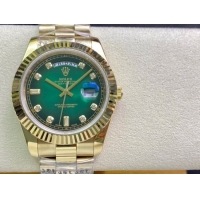 ロレックスコピー デイデイト（Day-Date）41mm 228235“グリーン・ダイヤル＋ダイヤモンド＆バーインデックス＋ゴールドベゼル＋ゴールドブレスレット” レディース専用モデル 