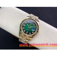 ロレックスコピー デイデイト（Day-Date）41mm 228235“グリーン・ダイヤル＋ダイヤモンド＆バーインデックス＋ゴールドベゼル＋ゴールドブレスレット” レディース専用モデル 