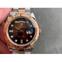 ロレックスコピー デイデイト（Day-Date）41mm 228235R“ブラウン・ダイヤル＋ダイヤモンド＆バーインデックス＋ローズゴールドベゼル＋ステンレスブレスレット” レディース専用モデル