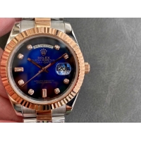 ロレックスコピー デイデイト（Day-Date）41mm 228235R“ブルー・ダイヤル＋ダイヤモンド＆バーインデックス＋ローズゴールドベゼル＋ステンレスブレスレット” レディース専用モデル