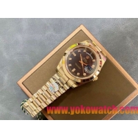 ロレックスコピー デイデイト（Day-Date）41mm 228238“ブラック・ダイヤル＋ダイヤモンド＆バーインデックス＋イエローゴールドベゼル＋イエローゴールドブレスレット” レディース専用モデル