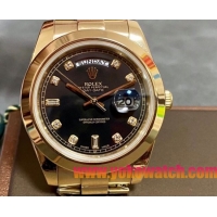 ロレックスコピー デイデイト（Day-Date）41mm 228238“ブラック・ダイヤル＋ダイヤモンド＆バーインデックス＋イエローゴールドベゼル＋イエローゴールドブレスレット” レディース専用モデル