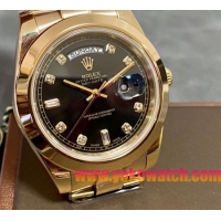 ロレックスコピー デイデイト（Day-Date）41mm 228238“ブラック・ダイヤル＋ダイヤモンド＆バーインデックス＋イエローゴールドベゼル＋イエローゴールドブレスレット” レディース専用モデル