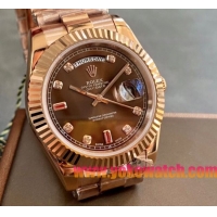 ロレックスコピー デイデイト（Day-Date）41mm 228235R“ブラウン・ダイヤル＋ダイヤモンド＆ルビーインデックス＋ローズゴールドベゼル＋ローズゴールドブレスレット” レディース専用モデル