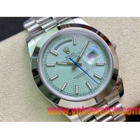 ロレックスコピー デイデイト（Day-Date）41mm 228232“グリーン・ダイヤル＋バーインデックス＋ステンレスベゼル＋ステンレスブレスレット” レディース専用モデル