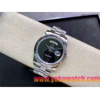 ロレックスコピー デイデイト（Day-Date）41mm 228232“グリーン・ダイヤル＋バーインデックス＋ステンレスベゼル＋ステンレスブレスレット” レディース専用モデル