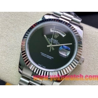 ロレックスコピー デイデイト（Day-Date）41mm 228232“グリーン・ダイヤル＋バーインデックス＋ステンレスベゼル＋ステンレスブレスレット” レディース専用モデル