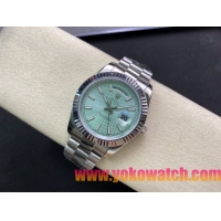 ロレックスコピー デイデイト（Day-Date）41mm 228232“グリーン・ダイヤル＋バーインデックス＋ステンレスベゼル＋ステンレスブレスレット” レディース専用モデル 