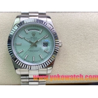 ロレックスコピー デイデイト（Day-Date）41mm 228232“グリーン・ダイヤル＋バーインデックス＋ステンレスベゼル＋ステンレスブレスレット” レディース専用モデル 