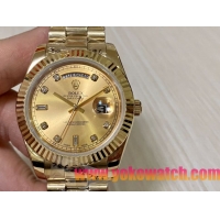 ロレックスコピー デイデイト（Day-Date）41mm 228235R“ゴールド・ダイヤル＋ダイヤモンドインデックス＋イエローゴールドベゼル＋ステンレスブレスレット” レディース専用モデル