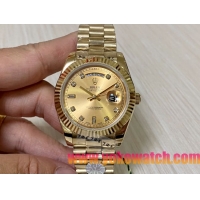 ロレックスコピー デイデイト（Day-Date）41mm 228235R“ゴールド・ダイヤル＋ダイヤモンドインデックス＋イエローゴールドベゼル＋ステンレスブレスレット” レディース専用モデル