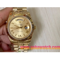 ロレックスコピー デイデイト（Day-Date）41mm 228235R“ゴールド・ダイヤル＋ローマ数字インデックス＋イエローゴールドベゼル＋ステンレスブレスレット” レディース専用モデル