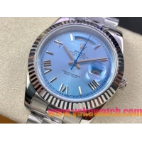 ロレックスコピー デイデイト（Day-Date）41mm 228232“ブルー・ダイヤル＋ローマ数字インデックス＋ステンレスベゼル＋ステンレスブレスレット” レディース専用モデル