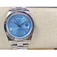 ロレックスコピー デイデイト（Day-Date）41mm 228232“ブルー・ダイヤル＋ローマ数字インデックス＋ステンレスベゼル＋ステンレスブレスレット” レディース専用モデル