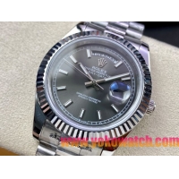 ロレックスコピー デイデイト（Day-Date）41mm 228232“ダークグレー・ダイヤル＋バーインデックス＋ステンレスベゼル＋ステンレスブレスレット” レディース専用モデル