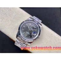 ロレックスコピー デイデイト（Day-Date）41mm 228232“ダークグレー・ダイヤル＋バーインデックス＋ステンレスベゼル＋ステンレスブレスレット” レディース専用モデル