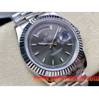 ロレックスコピー デイデイト（Day-Date）41mm 228232“ダークグレー・ダイヤル＋バーインデックス＋ステンレスベゼル＋ステンレスブレスレット” レディース専用モデル