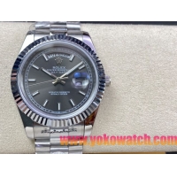ロレックスコピー デイデイト（Day-Date）41mm 228232“ダークグレー・ダイヤル＋バーインデックス＋ステンレスベゼル＋ステンレスブレスレット” レディース専用モデル