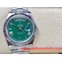 ロレックスコピー デイデイト（Day-Date）41mm 228232“グリーン・ダイヤル＋ローマ数字インデックス＋ステンレスベゼル＋ステンレスブレスレット” レディース専用モデル