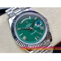 ロレックスコピー デイデイト（Day-Date）41mm 228232“グリーン・ダイヤル＋ローマ数字インデックス＋ステンレスベゼル＋ステンレスブレスレット” レディース専用モデル