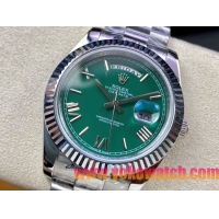 ロレックスコピー デイデイト（Day-Date）41mm 228232“グリーン・ダイヤル＋ローマ数字インデックス＋ステンレスベゼル＋ステンレスブレスレット” レディース専用モデル