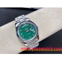 ロレックスコピー デイデイト（Day-Date）41mm 228232“グリーン・ダイヤル＋ローマ数字インデックス＋ステンレスベゼル＋ステンレスブレスレット” レディース専用モデル