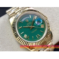 ロレックスコピー デイデイト（Day-Date）41mm 228235“グリーン・ダイヤル＋ローマ数字インデックス＋イエローゴールドベゼル＋イエローゴールドブレスレット” レディース専用モデル