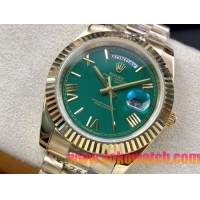 ロレックスコピー デイデイト（Day-Date）41mm 228235“グリーン・ダイヤル＋ローマ数字インデックス＋イエローゴールドベゼル＋イエローゴールドブレスレット” レディース専用モデル