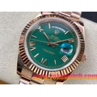 ロレックスコピー デイデイト（Day-Date）41mm 228235“グリーン・ダイヤル＋ローマ数字インデックス＋イエローゴールドベゼル＋イエローゴールドブレスレット” レディース専用モデル