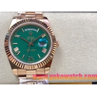 ロレックスコピー デイデイト（Day-Date）41mm 228235“グリーン・ダイヤル＋ローマ数字インデックス＋イエローゴールドベゼル＋イエローゴールドブレスレット” レディース専用モデル