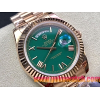 ロレックスコピー デイデイト（Day-Date）41mm 228235“グリーン・ダイヤル＋ローマ数字インデックス＋イエローゴールドベゼル＋イエローゴールドブレスレット” レディース専用モデル