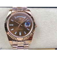 ロレックスコピー デイデイト（Day-Date）41mm 228235“ブラウン・ダイヤル＋ダイヤモンドインデックス＋イエローゴールドベゼル＋イエローゴールドブレスレット” レディース専用モデル 