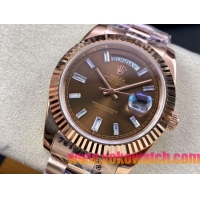 ロレックスコピー デイデイト（Day-Date）41mm 228235“ブラウン・ダイヤル＋ダイヤモンドインデックス＋イエローゴールドベゼル＋イエローゴールドブレスレット” レディース専用モデル 