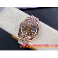 ロレックスコピー デイデイト（Day-Date）41mm 228235“ブラウン・ダイヤル＋ダイヤモンドインデックス＋イエローゴールドベゼル＋イエローゴールドブレスレット” レディース専用モデル 