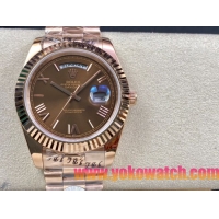 ロレックスコピー デイデイト（Day-Date）41mm 228235“ブラウン・ダイヤル＋ローマ数字インデックス＋イエローゴールドベゼル＋イエローゴールドブレスレット” レディース専用モデル