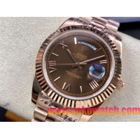 ロレックスコピー デイデイト（Day-Date）41mm 228235“ブラウン・ダイヤル＋ローマ数字インデックス＋イエローゴールドベゼル＋イエローゴールドブレスレット” レディース専用モデル