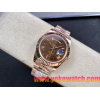 ロレックスコピー デイデイト（Day-Date）41mm 228235“ブラウン・ダイヤル＋ローマ数字インデックス＋イエローゴールドベゼル＋イエローゴールドブレスレット” レディース専用モデル