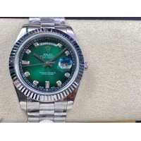 ロレックスコピー デイデイト（Day-Date）41mm 228235“グリーン・ダイヤル＋ダイヤモンドインデックス＋シルバーベゼル＋ステンレスブレスレット” レディース専用モデル 