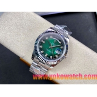 ロレックスコピー デイデイト（Day-Date）41mm 228235“グリーン・ダイヤル＋ダイヤモンドインデックス＋シルバーベゼル＋ステンレスブレスレット” レディース専用モデル 