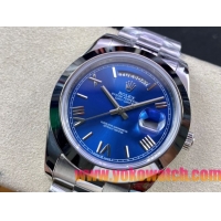 ロレックスコピー デイデイト（Day-Date）41mm 228235“ブルー・ダイヤル＋ローマ数字インデックス＋シルバーベゼル＋ステンレスブレスレット” レディース専用モデル
