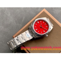 ロレックスコピー オイスター・パーペチュアル（Oyster Perpetual）41mm 126000“レッド・ダイヤル＋バーインデックス＋ポリッシュベゼル＋316Lスチールブレスレット” レディース専用モデル 