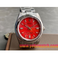 ロレックスコピー オイスター・パーペチュアル（Oyster Perpetual）41mm 126000“レッド・ダイヤル＋バーインデックス＋ポリッシュベゼル＋316Lスチールブレスレット” レディース専用モデル 