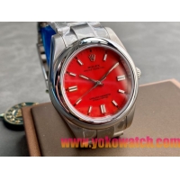 ロレックスコピー オイスター・パーペチュアル（Oyster Perpetual）41mm 126000“レッド・ダイヤル＋バーインデックス＋ポリッシュベゼル＋316Lスチールブレスレット” レディース専用モデル 