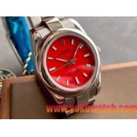 ロレックスコピー オイスター・パーペチュアル（Oyster Perpetual）31mm 277200“レッド・ダイヤル＋シルバー・バーインデックス＋ポリッシュベゼル＋316Lスチールブレスレット” レディース専用モデル