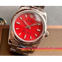 ロレックスコピー オイスター・パーペチュアル（Oyster Perpetual）31mm 277200“レッド・ダイヤル＋シルバー・バーインデックス＋ポリッシュベゼル＋316Lスチールブレスレット” レディース専用モデル