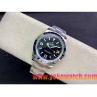 ロレックスコピー エクスプローラー（Oyster Perpetual Explorer）41mm 214270“ブラック・ダイヤル＋ホワイト・アラビア数字インデックス＋ポリッシュベゼル＋316Lスチールブレスレット” メンズ専用モデル 